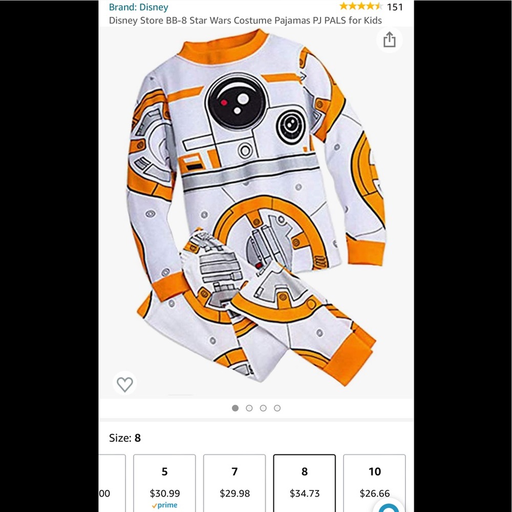 Disney Store Boys Starwars PJs BB8